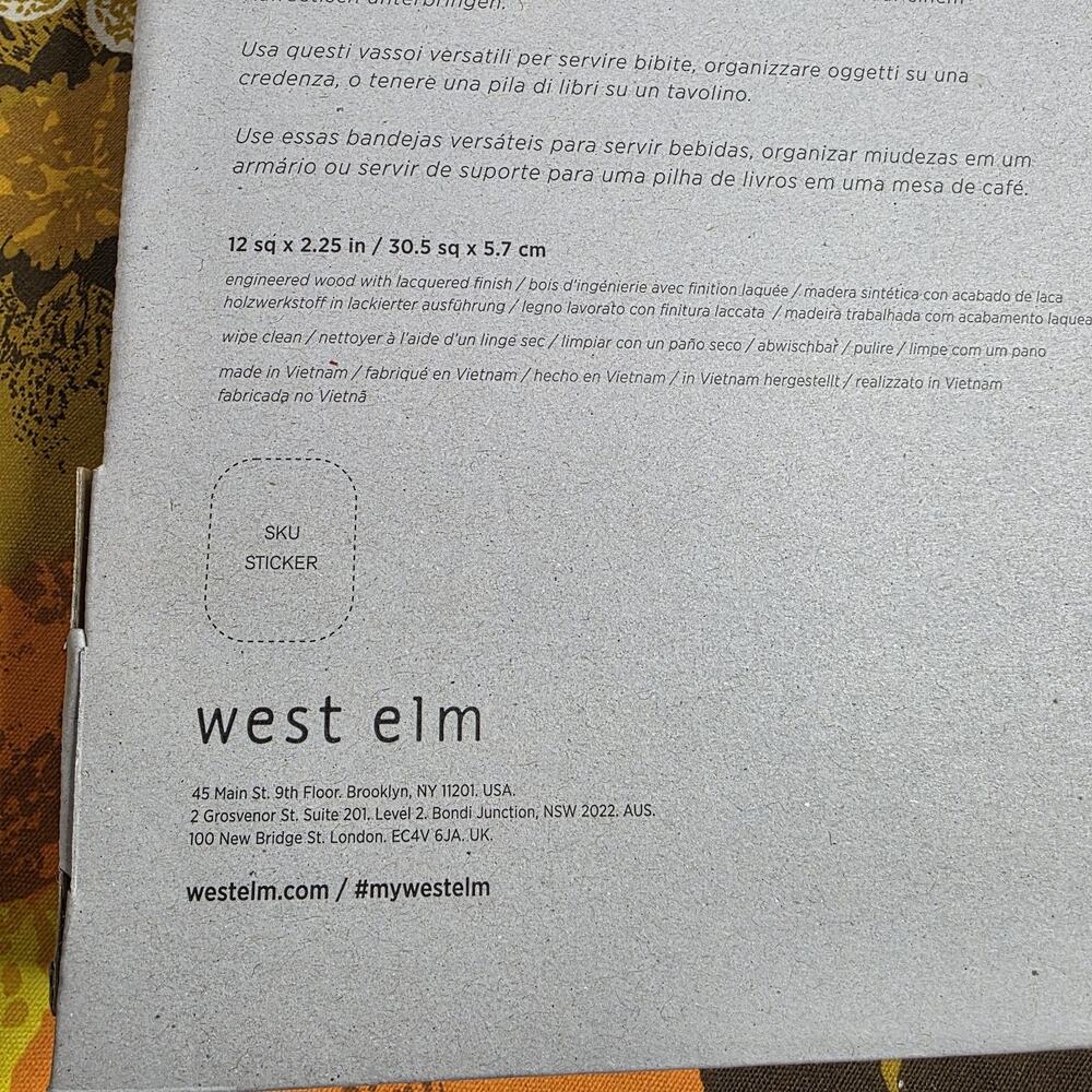 West Elm White Square Lacquer Tray 12" Modern Decor - Picture 7 of 7